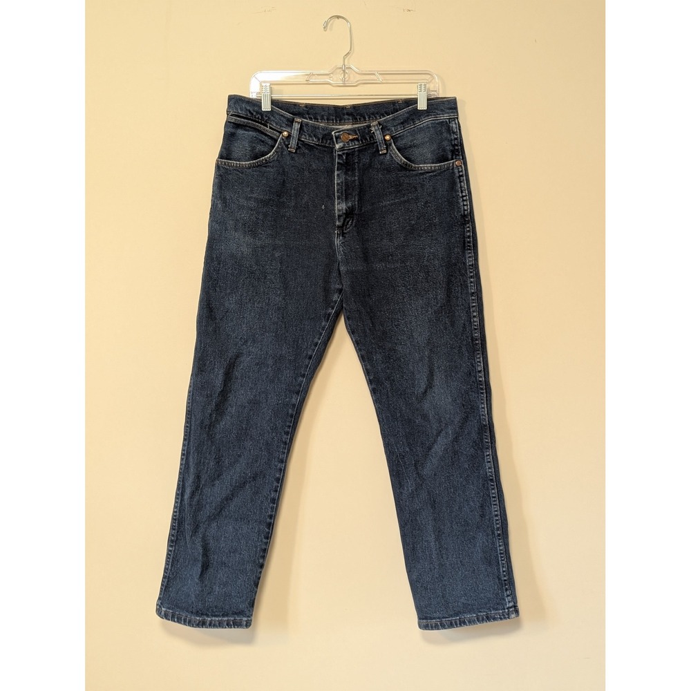 Wrangler 947STR Mens Cowboy Cut Slim Fit Jeans Dark Wash Blue 35x30